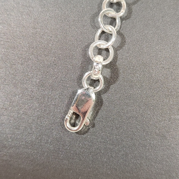 Genuine Sterling Silver (7mm) Flat Round Link Chain Bracelet - Picture 9 of 12